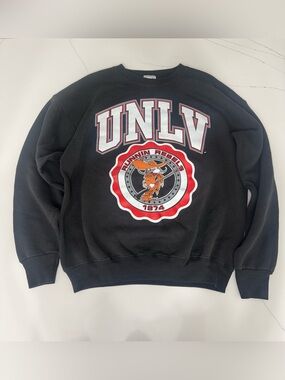 Vintage 90s UNLV Runnin Rebels Crewneck Sweatshirt Lee Heavyweight USA Black XL